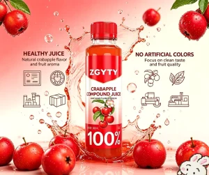 100% Crabapple Juice Extracted Using World-Class Technology Zero Additives Zero Fat Bottled in PET Helps Regulate Blood Sugar