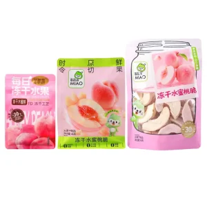 100% Natural Crispy Freeze Dried Peach Snacks Freeze Dried Fruit Slices in Small Bags Customized