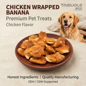 100% OEM Natural Chicken Wrapped Banana Dog Chews High Fiber Digestion Aid Potassium Rich High Protein Healthy BRC Treats
