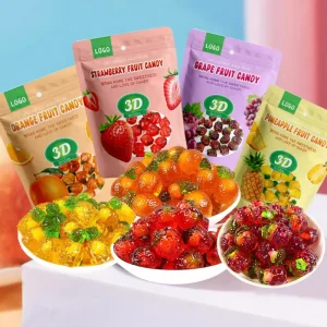 120g 3D Fruit Shaped Jelly Candy Grape Pineapple Strawberry Fruit Flavor Gummies Candy
