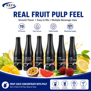 19-Flavor HALAL Certified Colored Fruit Juice Concentrate Real Pulp 1L Bottle for Bubble Tea Smoothies Cocktails Free Sample