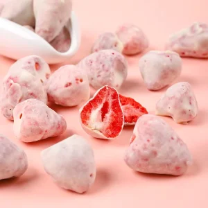 1kg Bulk Sweet Chocolate Covered Freeze Dried Strawberry Gift Pack FD Process High Quality Ready Eat Open Air Cultivated 12