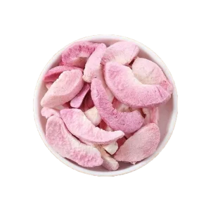 Organic Health Freeze Dried Hard Sweet Peach Slices Snacks Ready to Eat Aluminum Foil Bag Bulk Packaging FD Process 18 Month