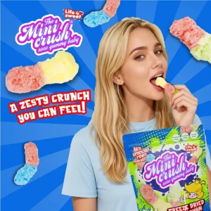 2 Pack Freeze Dried Gummy Worm Candy Preservative Free Resealable Snack for Party Office