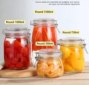 2000ml 2L 3L 3000ml Large Glass Jar Beverage Juice Food Storage with Stainless Steel Swing Top Flip Lid Wine Liquid Container