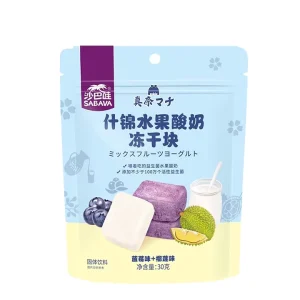 38g Sweet Freeze Dried Hard Blueberry Durian Mixed Fruit Yogurt Cubes Chips Bag