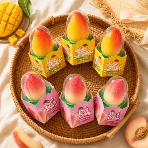3D Fruit Shaped Mango Peach Ice Cream Frozen Dessert with Custom Packaging