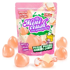 3D Peach Shaped Peelable Gummy Fun Peeling Realistic Fruit Candy TikTok Trending Peach Flavored Soft Gummies Bulk