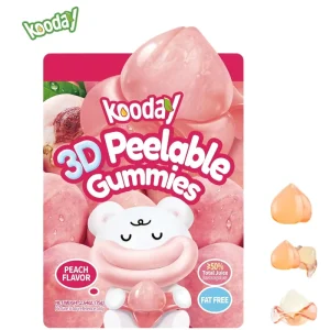 3D Peelable Peach Gummies Tasty Peelable Jelly Snacks Chewy Sweet Fruit Jelly Candy