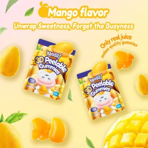 3D Tropical Mango Peelable Gummies Interactive Peelable Candy Intense Mango Flavor