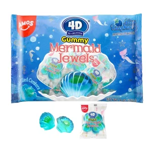 4D Mermaid Candy Sweets 255G Individually Share Pack Juice Filled Seashell Blue Raspberry Fruit Flavor Gummy Candy