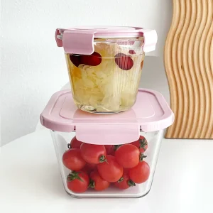 800-1000ml Square Transparent Glass High Temperature Resistant Sealed Soup Barrel Refrigerator Preservation Box for Fruit