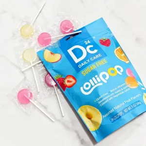 8g One Pcs 24pcs box DC24 Daily Care Sugar Free Lollipops With Vitamin C Healthy Suckers With Xylitol