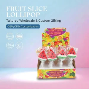 960g(20g*48) OEM ODM Factory Coated Multi Colored Hard Candy Fruity Strawberry Orange Watermelon Grape Shapes Halal Lollipops