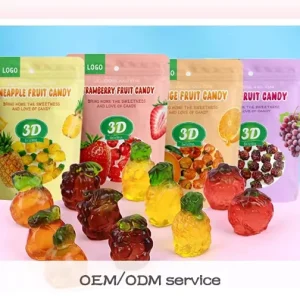 AGOLYN Sugar Free 3D Cube Gummy Candy Multi Colored Fruity Juice Chewy Soft Candy OEM ODM Custom Bag Packaging Halal Sweets