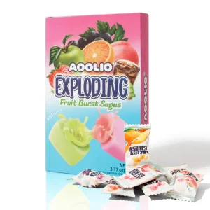 AOOLIO Fruity Explosion Fruit Chewy Candy Real Jam Filling Sandwich Soft Gummy Candy Multi Colored Box Acceptable Customized