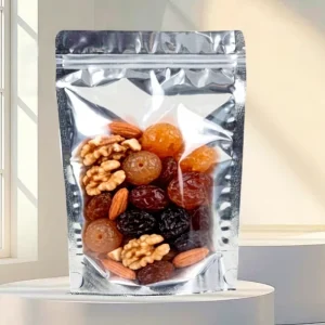 Aluminum Foil Stand up Resealable Zipper Bags with Clear Front Window Food Packaging Pouches for Nuts Dried Fruits Snacks