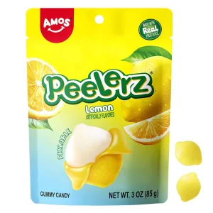 Amos Peelerz Candy Gummy Peelable Sweets Peeling Lemon Original Flavored Peeled Gummy Candy