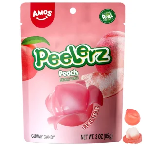 Amos Peelerz Candy Gummy Peelable Sweets Peeling Peach Original Flavored Peeled Gummy Candy