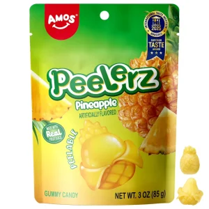 Amos Peelerz Candy Sweets 3oz Soft Candy Peelable Gummies Jelly Fruit Peeling Pineapple Gummy Candy
