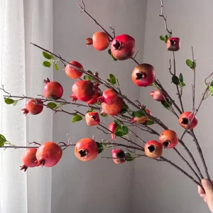 Artificial Pomegranate Fruit Branches Real Touch Wedding Home Christmas Decoration Single Stem Pomegranate