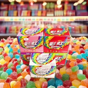 Asian Exotic Snack Multi Colored Ball Shaped Fruit Gummy Candy 40g Portable Bag