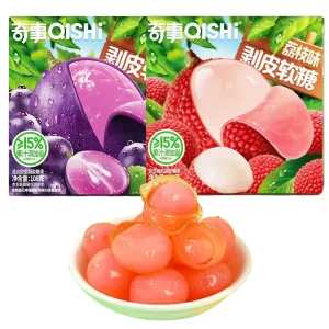 Asian Snacks Hot Selling Peeled Fruit Jelly 108g Box Lychee Peach Mango Grape Flavored Fruit Jelly Candy