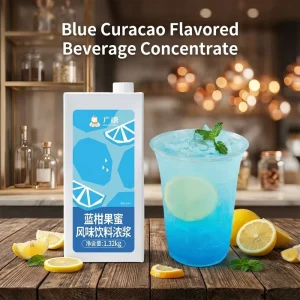 Blue Curacao Flavored Beverage Syrup Concentrate 1:10 Dilution Bubble Tea Raw Material for Milk Tea Soda Cocktail Beverage