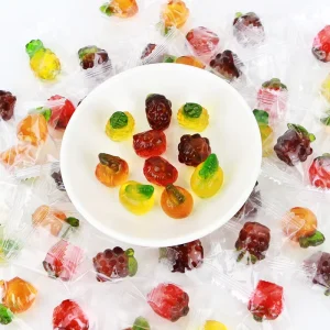 Bulk 3D Fruit-Shaped Jelly Candy Rich Fruit Flavor with Grape Pineapple Strawberry Apple