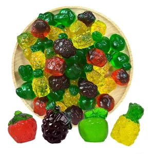 Bulk 4D Fruit Shape Gummy Strawberry Sour Sweet Soft Candy Assorted Fruit Jelly Candy Snacks