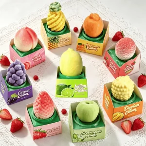 Bulk Ice Delight Exotic Food Fruit Shape Lemon Peach Lychee Ice Cream 75gx12pcs Box 18 Months Shelf Life Low Fat