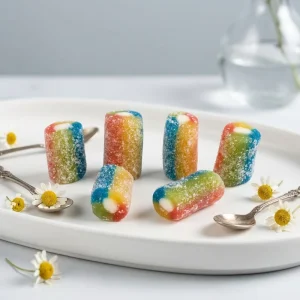 Bulk Mini Sour Pencil Bites Filled Gummy Candy Chunks Assorted Rainbow Fruit Flavor Chewy Novelty Snacks 50g Bag