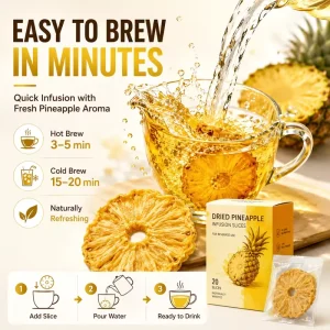 Bulk Pack Unsweetened Healthy Snacks Grade Premium Dried Fruit Detox Water Infused Tea Natural FD Pineapple Slices 18 Slices Box
