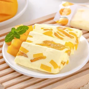 Bulk Soft Mango Nougat Custard Milk Candy Tropical Fruit Snacks No Artificial Flavors Handcrafted Style Sweets Factory Supply