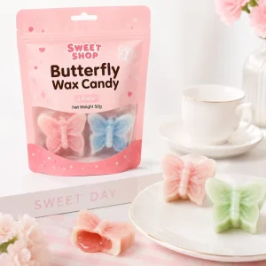 Butterfly Wax Candy 80g 2 Pieces Pack Liquid Center Filled 3D Bug Shape Chewy Sweets