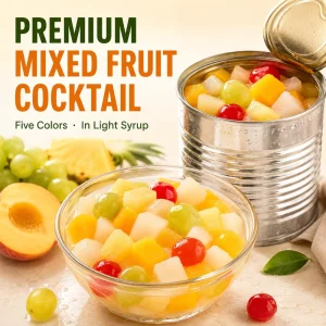 Canned Fruit Cocktail Mixed Fruit Yellow Peach Pear Pineapple in Light Syrup 850g Custom Weight OEM HACCP