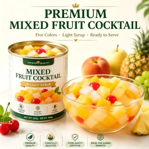 Canned Mixed Fruit 850g Grape Cherry Pineapple in Syrup ISO HALAL Bulk Easy Open Lid Export Supplier