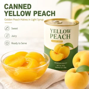 Canned Yellow Peach In Light Syrup 820g Halves Chunks OEM Natural Fruit For Dessert Baking