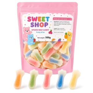 Cat Paw Shaped Wax Candy 500g Fruity Liquid Center Filled 3D Cute Animal Chewy Wax Bottle Sweets