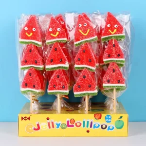 Children’s Candy String Lollipop Colorful Watermelon Fruit Flavor Gummy Candy Lollipop
