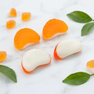 China Factory Direct Orange Slices Gummy Candy Bulk Fruit Shaped Foam Jelly Sweets at