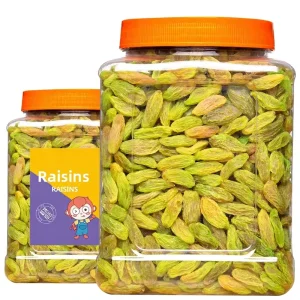 Chinese High Quality 500g Seedless Grape Dried Fruits Green Raisins Sweet Flavor Snack Food in Can Tinned