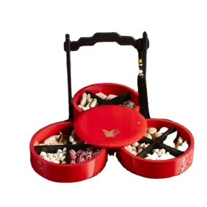 Chinese Style Three Layer Eco Friendly Wooden Snack Storage Container Candy Dried Fruit Nut Box 6 10L Capacity Home Decoration
