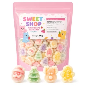Christmas Wax Candy Santa Tree Reindeer Shape Clear Boxed Liquid Jam Filled Chewy Wax Sweets