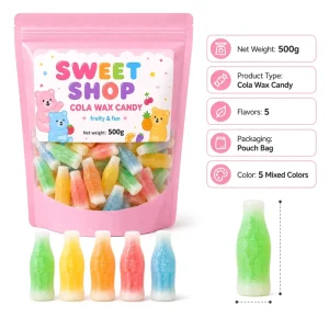 Classic Retro Cola Bottle Wax Candy 500g Bag Assorted Fruit Liquid Filled Original Shape Chewy Sweets