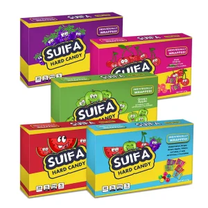 Colorful Ball Shape Custom Coated Filling Sour Sweet Assorted Fruit Fruity Hard Candy in Box