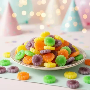 Colorful Flower Block Shaped Fruit Flavored Sweet Gummy Candies 1000g Ready to Eat for Kids