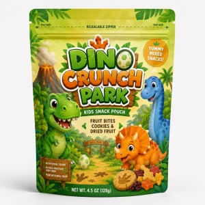 Colorful Food Grade Stand up Pouch Bags Resealable Zipper Custom Printed Doypack Packaging for Kids Snack Food Fruit Cookies