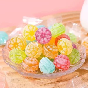 Colorful Fruit Roll Shape Super Sour Sweet Candy 3D Flower Shape Hard Candy