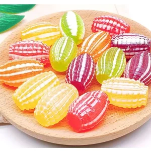Colorful Sweets Assorted Candy Mixed Fruity Flavored Crystal Rugby Watermelon Worm Shape Hard Candy